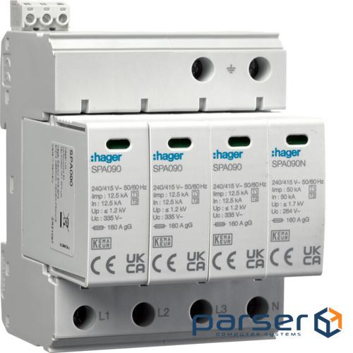 Розрядник (ПЗІП) T1+T2 4P 50kA 1,2kV TN-S TT +дод.контакт (SPA931)