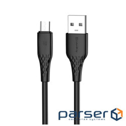 Дата кабель USB 2.0 AM to Micro 5P 1.0m 3A textured PVC black ColorWay (CW-CBUM094-BK)