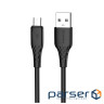 Дата кабель USB 2.0 AM to Micro 5P 1.0m 3A textured PVC black ColorWay (CW-CBUM094-BK)