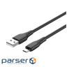 Дата кабель USB 2.0 AM to Micro 5P 1.0m 3A textured PVC black ColorWay (CW-CBUM094-BK)