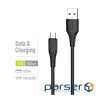 Дата кабель USB 2.0 AM to Micro 5P 1.0m 3A textured PVC black ColorWay (CW-CBUM094-BK)
