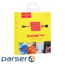 Дата кабель USB 2.0 AM to USB-C 1.0m 2A silicone X21 black+red HOCO (6957531071419)