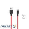 Дата кабель USB 2.0 AM to USB-C 1.0m 2A silicone X21 black+red HOCO (6957531071419)
