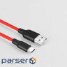 Дата кабель USB 2.0 AM to USB-C 1.0m 2A silicone X21 black+red HOCO (6957531071419)