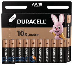 Батарейка AA (LR6), лужна, Duracell Duralock Basic, 18 шт, 1.5V, (MN1500 18 (MN1500 18BL 18 шт) )