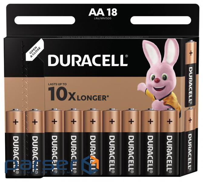 Батарейка AA (LR6), лужна, Duracell Duralock Basic, 18 шт, 1.5V, (MN1500 18 (MN1500 18BL 18 шт) )