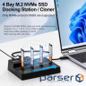 Док-станція Maiwo клонір. для 4*NVMe M.2 SSD Key M/B+M ч-з USB4.0 Type-C 40Gbps з вентилят (K3015P4)