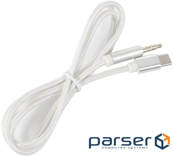 Кабель AUX Type-C - TRRS Audio 3.5мм Male/Male 1м Silver (S0994)