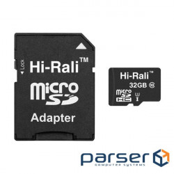 Карта памяти HI-RALI microSDHC 32GB class 10 (с адаптером) (HI-32GBSD10U3-01)