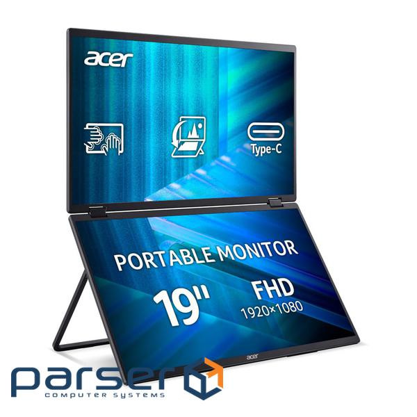 Монітор сенсорний портативний з подвійним екраном 18,5" ACER PD193QTEBMIUUX (UM.XP3EE.E09)