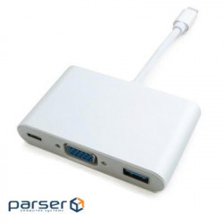 Адаптер Extradigital USB Type-C to VGA/ USB 3.0/ Type-C 0.15 м White (KBV1690)