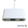 Адаптер Extradigital USB Type-C to VGA/ USB 3.0/ Type-C 0.15 м White (KBV1690)