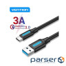 Дата кабель USB 3.0 AM to USB-C 1.5m black Vention (COZBG)