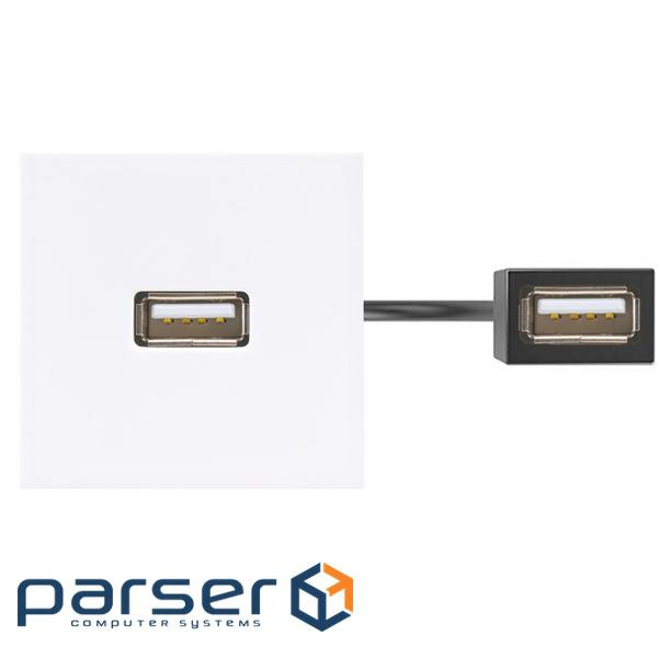 Патч-корд з USB-A 3.0 розеткою 45х45 мм та роз"ємом USB-A 3.0 "мама-мама", білий (K128D/9)