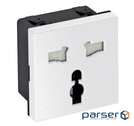 Розетка modul 2x45 з заземл. та шторками 250V~, 16A, 33 / біла OBO Bettermann 6120738 OBO Bettermann 6120738