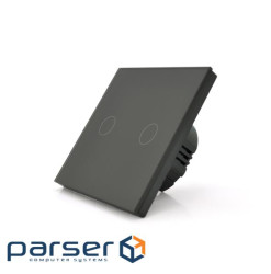 Сенсорний вимикач із заземленням + WiFi керування, двоканальний, чорний, 86х86х35мм (17930)