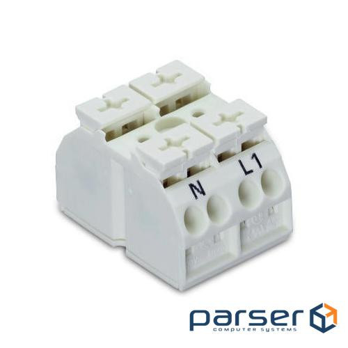 Клемний блок, 2Px4х1.5...4мм2, для мідн. пров.(N-L1), білий., WAGO (862-2652) ., WAGO (862-2652)