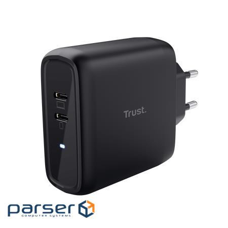 Зарядний пристрій мережевий Trust Maxo 65Вт, 2xUSB-C PD, чорний (25380) (25380)