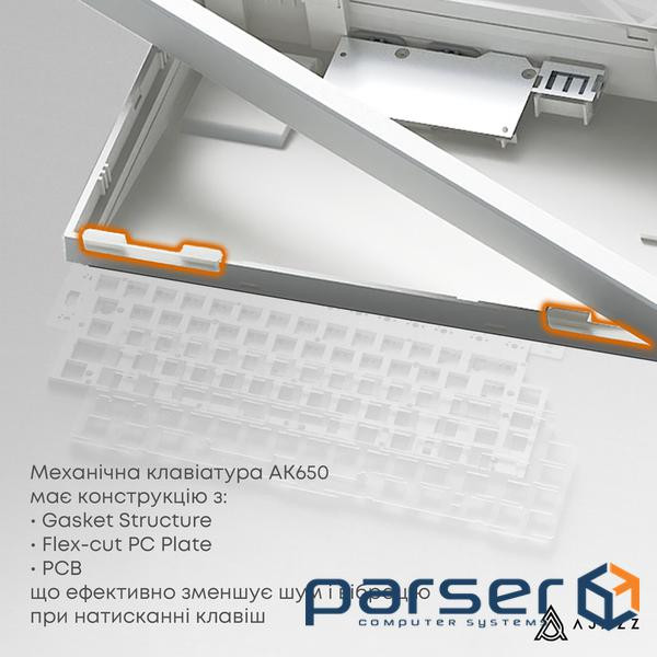 Дротова механічна клавіатура Ajazz AK650 Sea Salt switches Blue White Blue (AK650-SS-BWB)