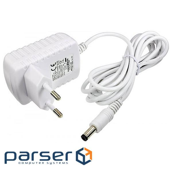 Pulse power adapter 9V 0.6A (5.4W) plug 5.5 / 2.5 length 1m , Q50, White (YT-09006)