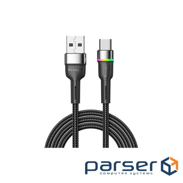 Дата кабель USB 2.0 AM to USB-C 1.0m 3A LED black Essager (EXCT-XCD01)