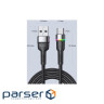 Дата кабель USB 2.0 AM to USB-C 1.0m 3A LED black Essager (EXCT-XCD01)