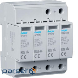 Розрядник (ПЗІП) T2 4P змінний 40kA TT/TNS з індикацією (SPB413)