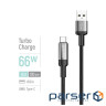 Дата кабель USB 2.0 AM to USB-C 1.0m 6A braided wire black ColorWay (CW-CBUC096-BK)