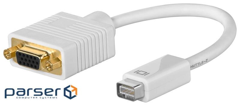 Перехідник DVI mini to VGA HD15 M/ F 0.2m, Gold, HQ, белый (75.05.1744-20)