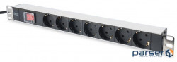 Socket strip DIGITUS 1U, 7xSchuko, 16A, 250V, vimicac, plug Schuko (DN-95402)