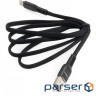 Дата кабель USB 2.0 AM to Lightning 1.0m flat nylon black Vinga (VCPDCLFNB1BK)