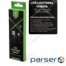 Дата кабель USB 2.0 AM to Lightning 1.0m flat nylon black Vinga (VCPDCLFNB1BK)