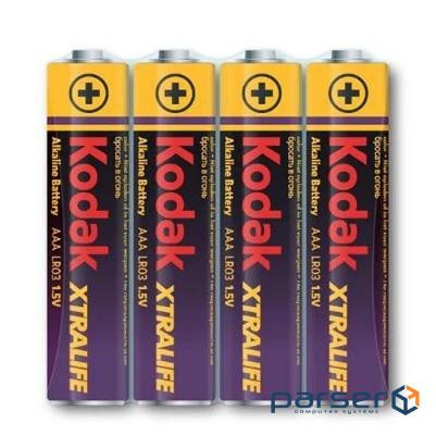 Батарейка лужна KODAK XTRALIFE LR03, ААА, 4шт в shrink, ціна за shrink (BK-XT / LR03-4B)