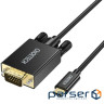 Кабель USB 3.1 Type-C M - VGA (HD15) M, 1.8m FHD 60Hz чорний Choetech (XCV-1801-BK)