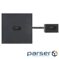 Патч-корд з USB-C 3.0 розеткою 45х45 мм та роз"ємом USB-C 3.0 "мама-мама", чорн (K128F/14)
