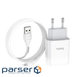 Набір СЗУ 110-240V HOCO C73A+ кабель Lighting, 2xUSB, 2.4A, кабель 1м, White, Blist (HOCO C73A / LW) , White, Blist (HOC