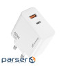 Зарядний пристрій Grand-X GaN 1xUSB-C + 1xUSB 65W PD3.0 QC4.0 AFC SCP FCP white (CH-960W)