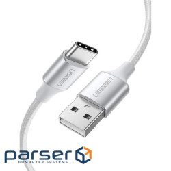 Дата кабель USB 2.0 AM to USB-C 0.25m 3A braided US288 white Ugreen (60129)
