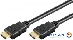 Кабель монітора-сигнальний HDMI M/M 0.5m,HS+HEC+ARC v2.0 D=6.0mm HDR Gold,чорний (75.06.1149-1) (75.06.1149-1)