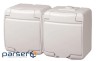 Розетка 2-на с/к Schuko RHE-2s (біла/біла кришка , IP54) ETI Hermetics 4668019