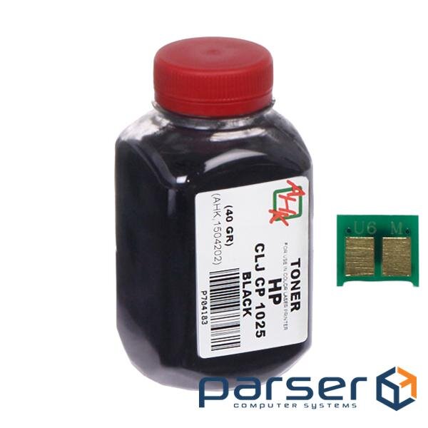 Тонер HP CLJ CP1025 40г Black +chip AHK (1500122)