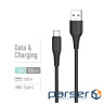 Дата кабель USB 2.0 AM to USB-C 1.0m 3A textured PVC black ColorWay (CW-CBUC094-BK)