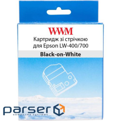 WWM tape cartridge for Epson LW-400/700 12mm x 8m Black-on-White (WWM-SS12K)