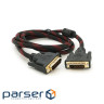 Кабель MERLION DVI 1.5м Red/Black (YT-DVI(M) (M)NY/RD-1.5M/6179) (YT-DVI(M)/(M)NY/RD-1.5m)