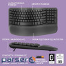 Клавіатура бездротова LOGITECH Wave Keys Ergonomic Keyboard Graphite (920-012304)