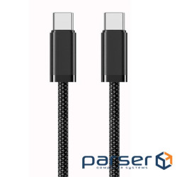 Кабель Type-C to Type-C (male to male), PD65Вт, довжина 1.0м, обплетення, Black, (YT-TC-TC65-B-1.0m)