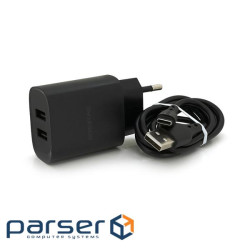 Набір BOROFONE BN2 СЗУ 2xUSB+ кабель Type-C, 2.1A, 1м, Black, Box (BN2TB) , Black, Box (BN2TB)