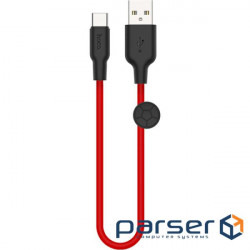 Cable HOCO X21 Plus USB-A to Type-C 0.25m Black/Red (6931474712455)