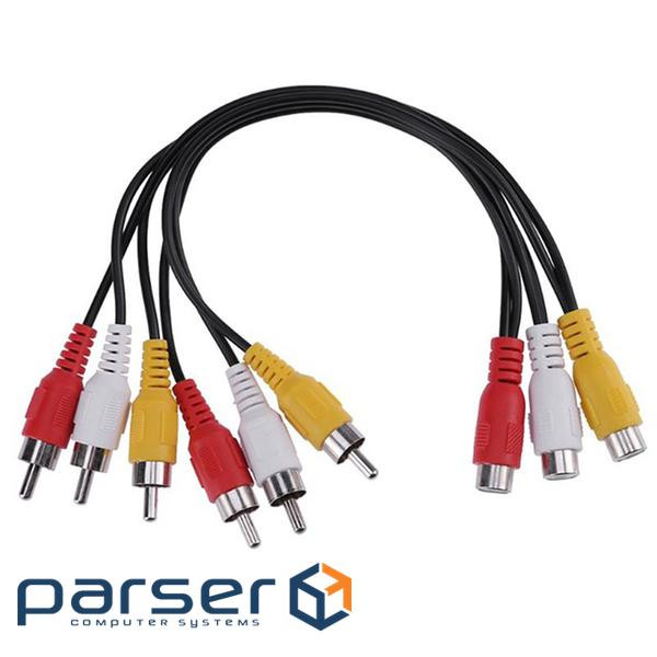 Audio adapter RCA 3x6 F/M (AV), 0.25m Cu, black (62.09.8330-1)