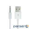 Кабель аудіо USB для iPod Shuffle Jack 3.5mm M 4 pin -> USB AM, 1.0 м. білий (S1010) (S1010)